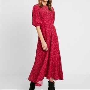 Free People Red Floral Midi Dress